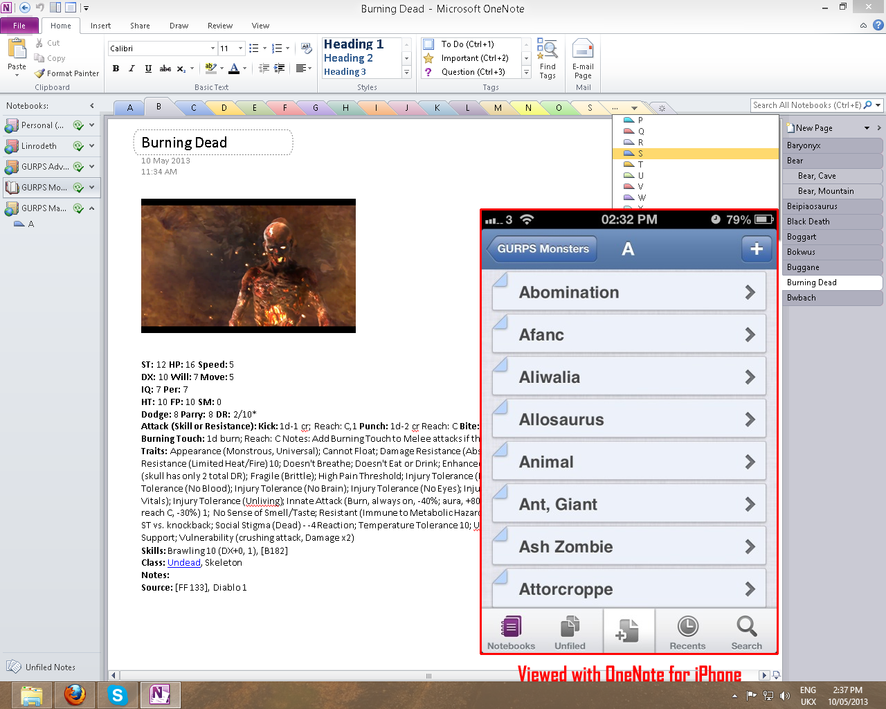 OneNote and GURPS